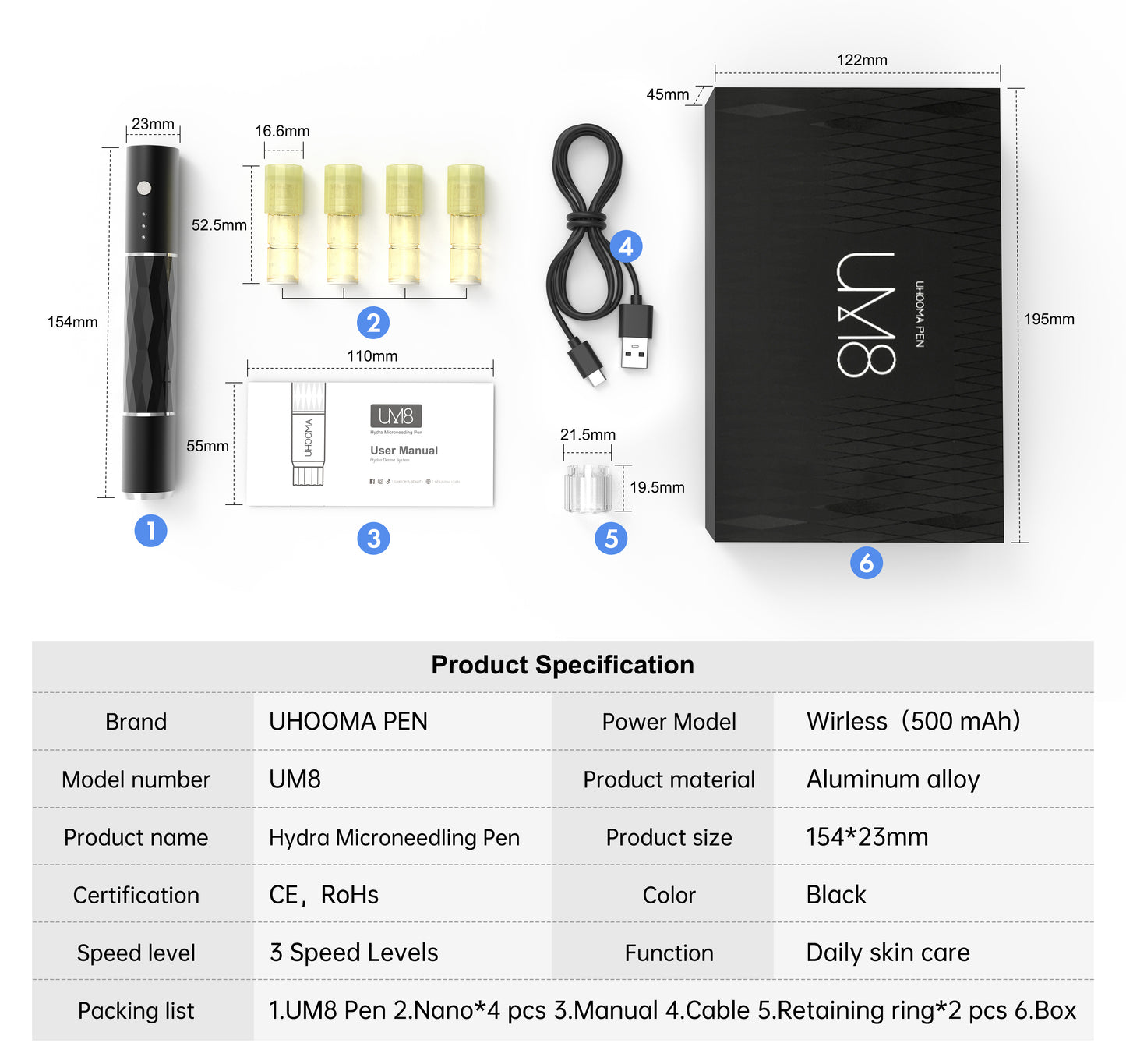 UM8 Electric Microneedling Hydra Pen _ Professional Head & Body Skin Care Device (2026 Trend)